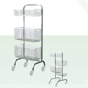 Mobile shelves and trolleys for baskets